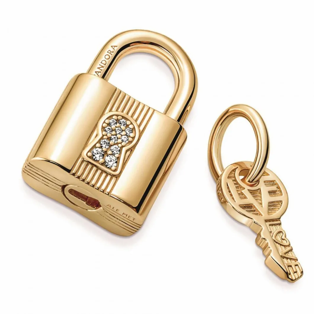 Pandora Charms<Charm moments Cadenas & Clé - Doré