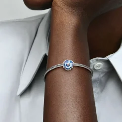 Pandora Charms<Charm Moments floral bleue avec cristaux scintillants - Argent 925/1000ᵉ