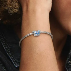 Pandora Charms<Charm Moments Papillon bleu double face - Argent 925/1000ᵉ