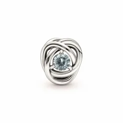 Pandora Charms<Charm moments Rose Ajourée & cristaux bleu - Argent