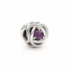 Pandora Charms<Charm moments Rose Ajourée & cristaux violet - Argent