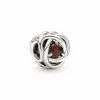 Pandora Charms<Charm moments Rose Ajourée & cristaux grena - Argent