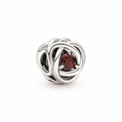 Pandora Charms<Charm moments Rose Ajourée & cristaux grena - Argent