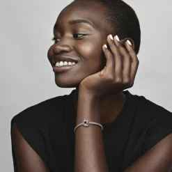 Pandora Charms<Charm moments Rose Ajourée & cristaux grena - Argent