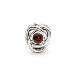 Pandora Charms<Charm moments Rose Ajourée & cristaux grena - Argent