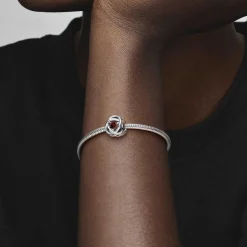 Pandora Charms<Charm moments Rose Ajourée & cristaux grena - Argent