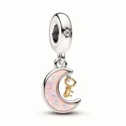 Pandora Charms<Charm Pendant Clé et Lune Bimatière - Moments