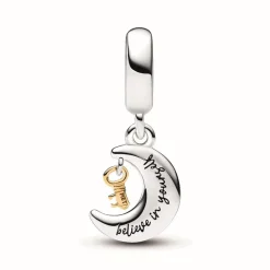 Pandora Charms<Charm Pendant Clé et Lune Bimatière - Moments