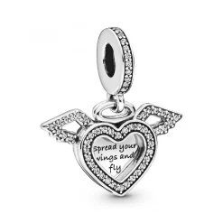Pandora Charms<Charm Pendant Cœur et Ailes d'Ange Moments