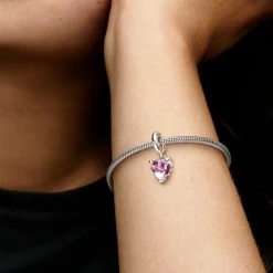 Pandora Charms<Charm Pendant Cœur et Arbre de Vie Rose - Moments