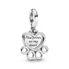 Pandora Charms<Charm Pendant Cœur et Empreinte de Pattes Passions - Argent