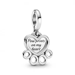 Pandora Charms<Charm Pendant Cœur et Empreinte de Pattes Passions - Argent
