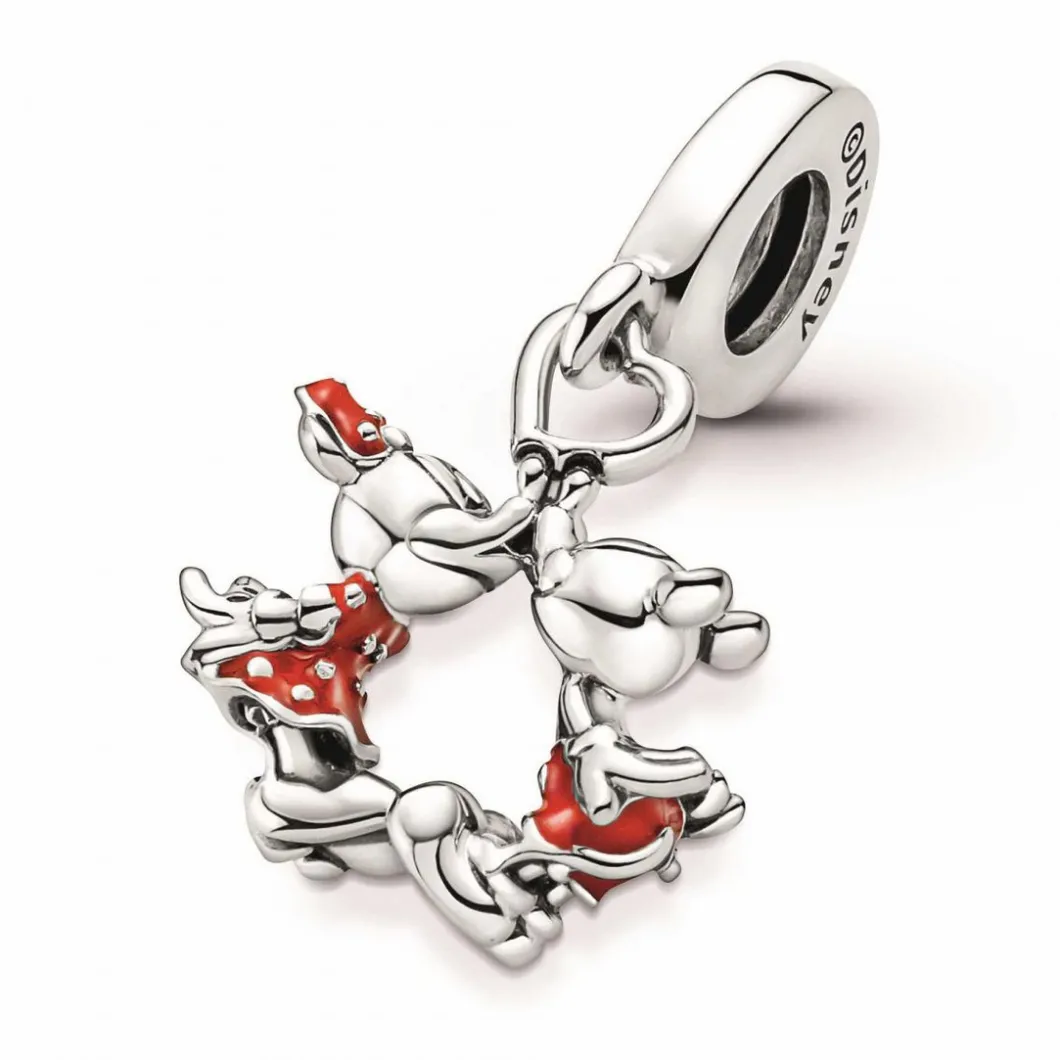 Pandora Charms<Charm pendant Disney x baiser Mickey & Minnie - Argent