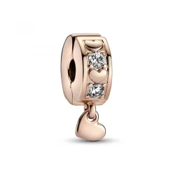 Pandora Charms<Charm Pendant Doré Rose Coeur en Métal doré à l'or rose fin 585/1000