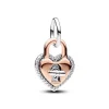 Pandora Charms<Charm Pendant Double Cadenas Cœur Barre Pivotante Bimatière