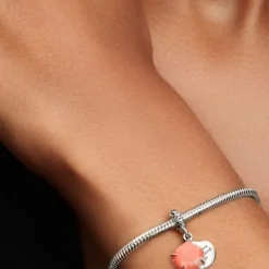 Pandora Charms<Charm Pendant Double Coquillage Couleur Corail