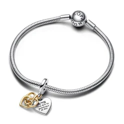 Pandora Charms<Charm Pendant Double Maman Gravable Diamant de Synthèse