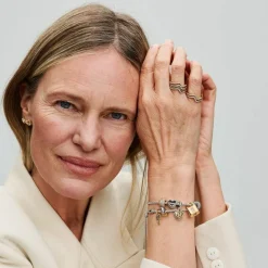 Pandora Charms<Charm Pendant Double Maman Gravable Diamant de Synthèse