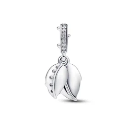 Pandora Charms<Charm Pendant Double Rose Épanouie Blanche