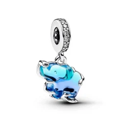 Pandora Charms<Charm Pendant Éléphant Murano Bleu