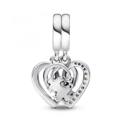 Pandora Charms<Charm Pendant Multicolore Séparable Cœurs et Pièces de Puzzle de l’Amitié