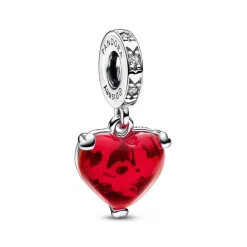 Pandora Charms<Charm Pendant Murano Rouge Baiser de Mickey et Minnie - Disney X