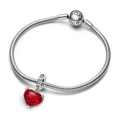 Pandora Charms<Charm Pendant Murano Rouge Baiser de Mickey et Minnie - Disney X