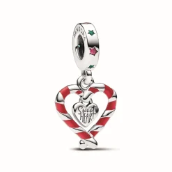 Pandora Charms<Charm Pendant Noël Double Cœur en Sucre d’Orge - Moments