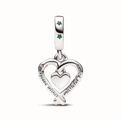 Pandora Charms<Charm Pendant Noël Double Cœur en Sucre d’Orge - Moments