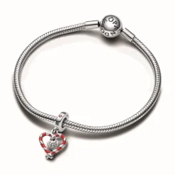 Pandora Charms<Charm Pendant Noël Double Cœur en Sucre d’Orge - Moments