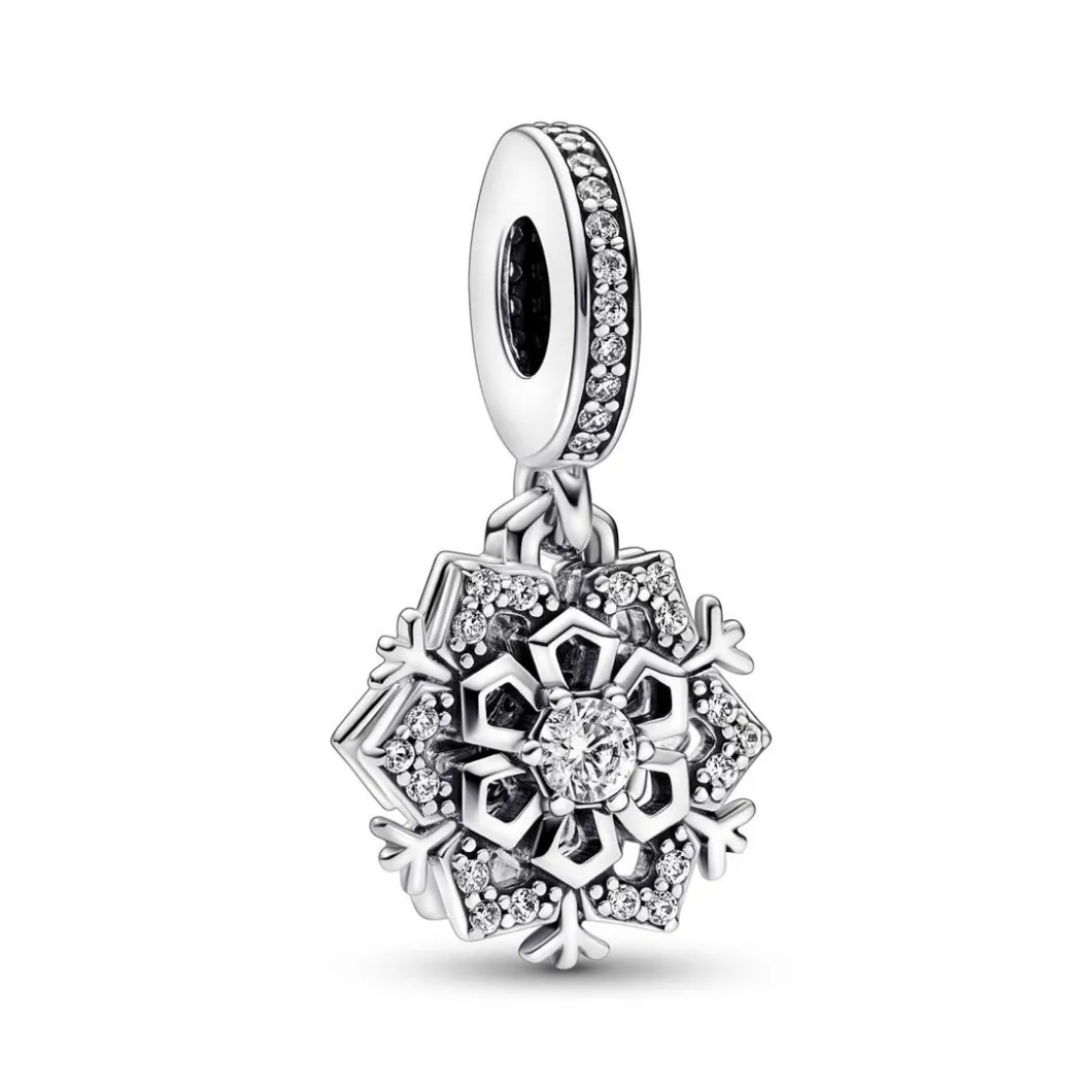 Pandora Charms<Charm Pendant Moments Argent - Double Flocon de Neige Scintillant