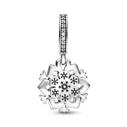 Pandora Charms<Charm Pendant Moments Argent - Double Flocon de Neige Scintillant
