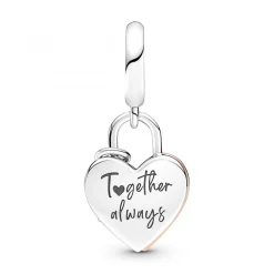 Pandora Charms<Charm pendant moments Coeur & mini cadenas - Rose gold