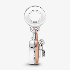 Pandora Charms<Charm pendant moments Coeur & mini cadenas - Rose gold