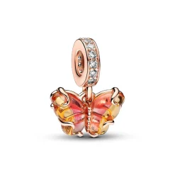 Pandora Charms<Charm Pendant Papillon Murano Rose et Jaune