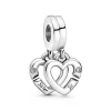 Pandora Charms<Charm Pendant Séparable Cœurs de Sœurs Moments - Argent