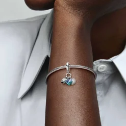 Pandora Charms<Charm Pendant Triple Appareil Photo, Cœur et Boussole