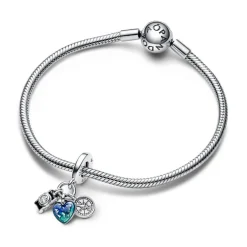 Pandora Charms<Charm Pendant Triple Appareil Photo, Cœur et Boussole