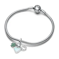 Pandora Charms<Charm Pendant Triple Trèfle à Quatre Feuilles, Cœur et Fer à Cheval