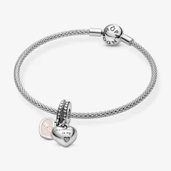 Pandora Charms<Charm pendentif avec cœurs mère et fille Moments