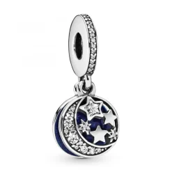 Pandora Charms<Charm pendentif lune et ciel bleu Moments