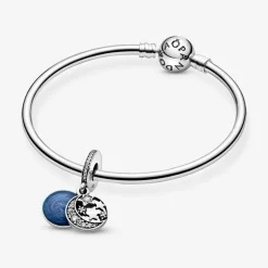 Pandora Charms<Charm pendentif lune et ciel bleu Moments