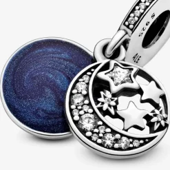 Pandora Charms<Charm pendentif lune et ciel bleu Moments