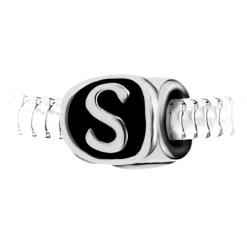 So Charm Bijoux Charms<Charm perle lettre S en acier par SC Crystal Argent