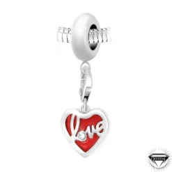 So Charm Bijoux Charms<Charm perle love dans cœur orné de cristaux Swarovski par SC Crystal Paris®
