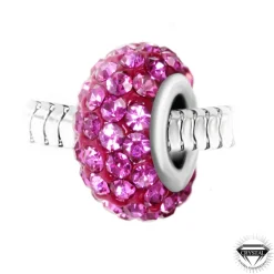 So Charm Bijoux Charms<Charm perle pavé de cristaux roses et acier par SC Crystal