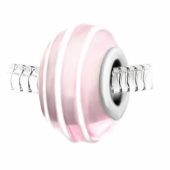 So Charm Bijoux Charms<Charm perle spirale verre rose décoré main et acier par SC Crystal