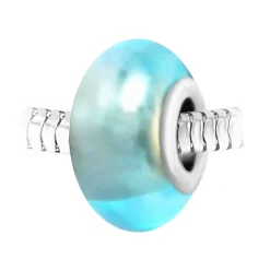So Charm Bijoux Charms<Charm perle verre bleu et acier par SC Crystal