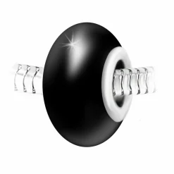 So Charm Bijoux Charms<Charm perle verre nacré noir et acier - So Charm