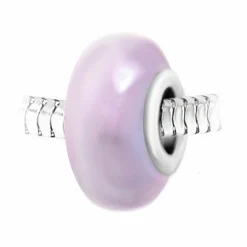 So Charm Bijoux Charms<Charm perle verre nacré rose et acier par SC Crystal